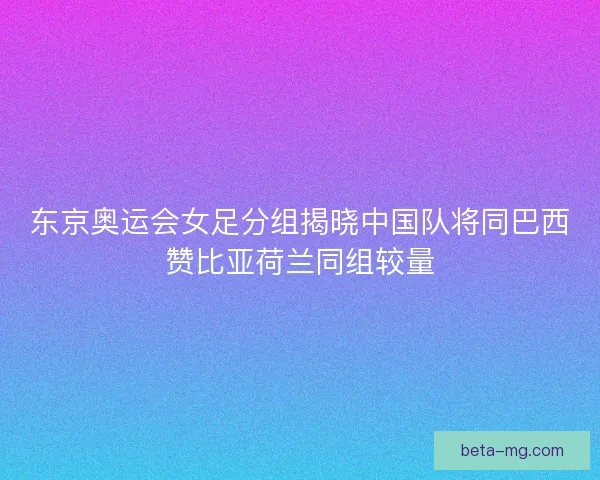 东京奥运会女足分组揭晓中国队将同巴西赞比亚荷兰同组较量